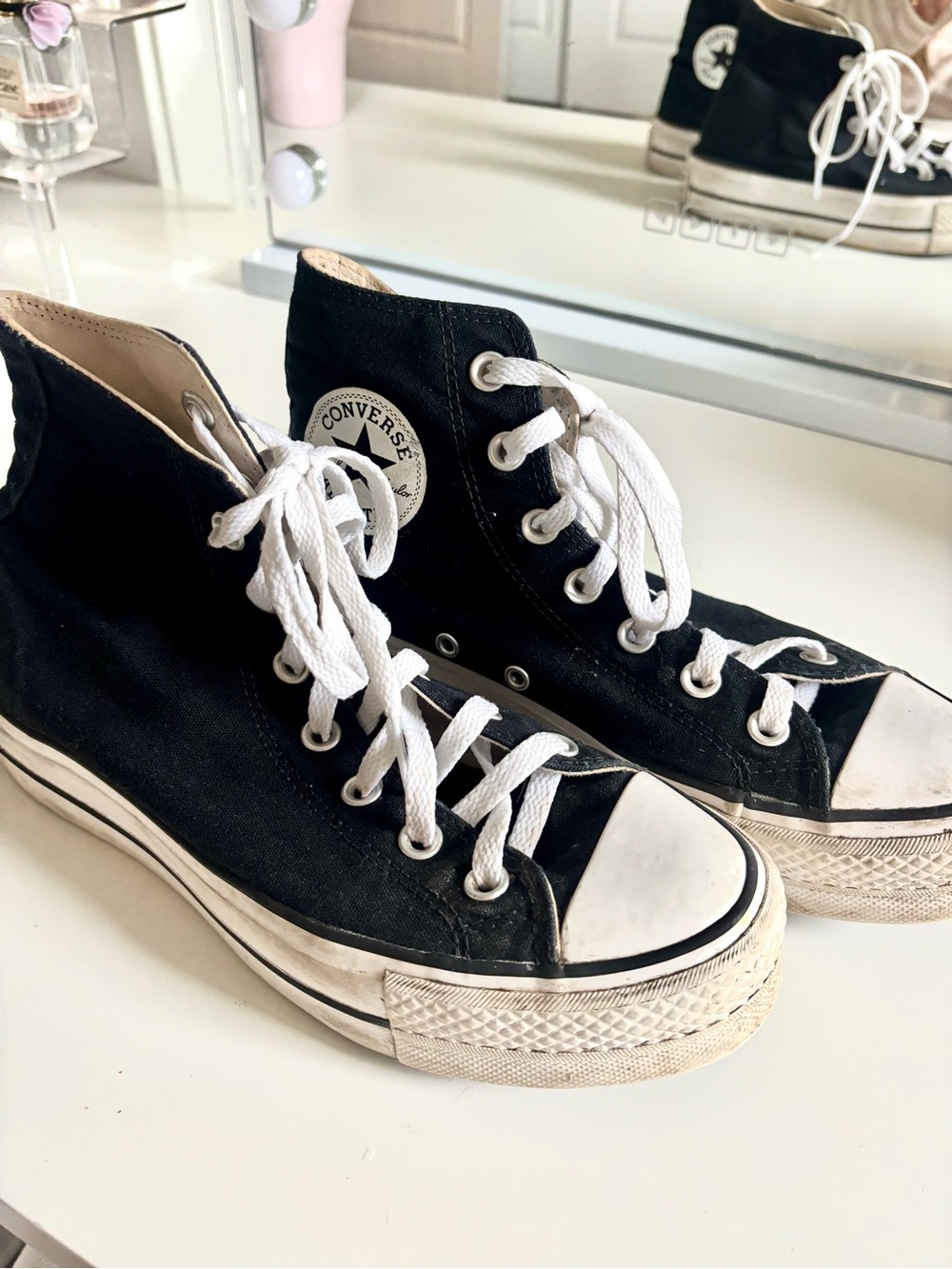Converse Black High Top Sneakers with White Accents